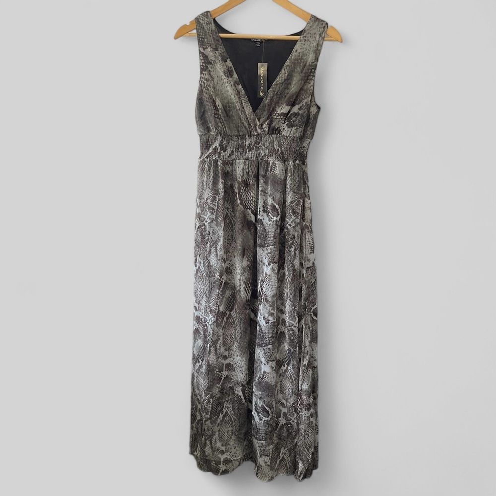 Anthropologie Chaudry Womens Maxi Dress Size Small Snake Print Sleeveless Lined